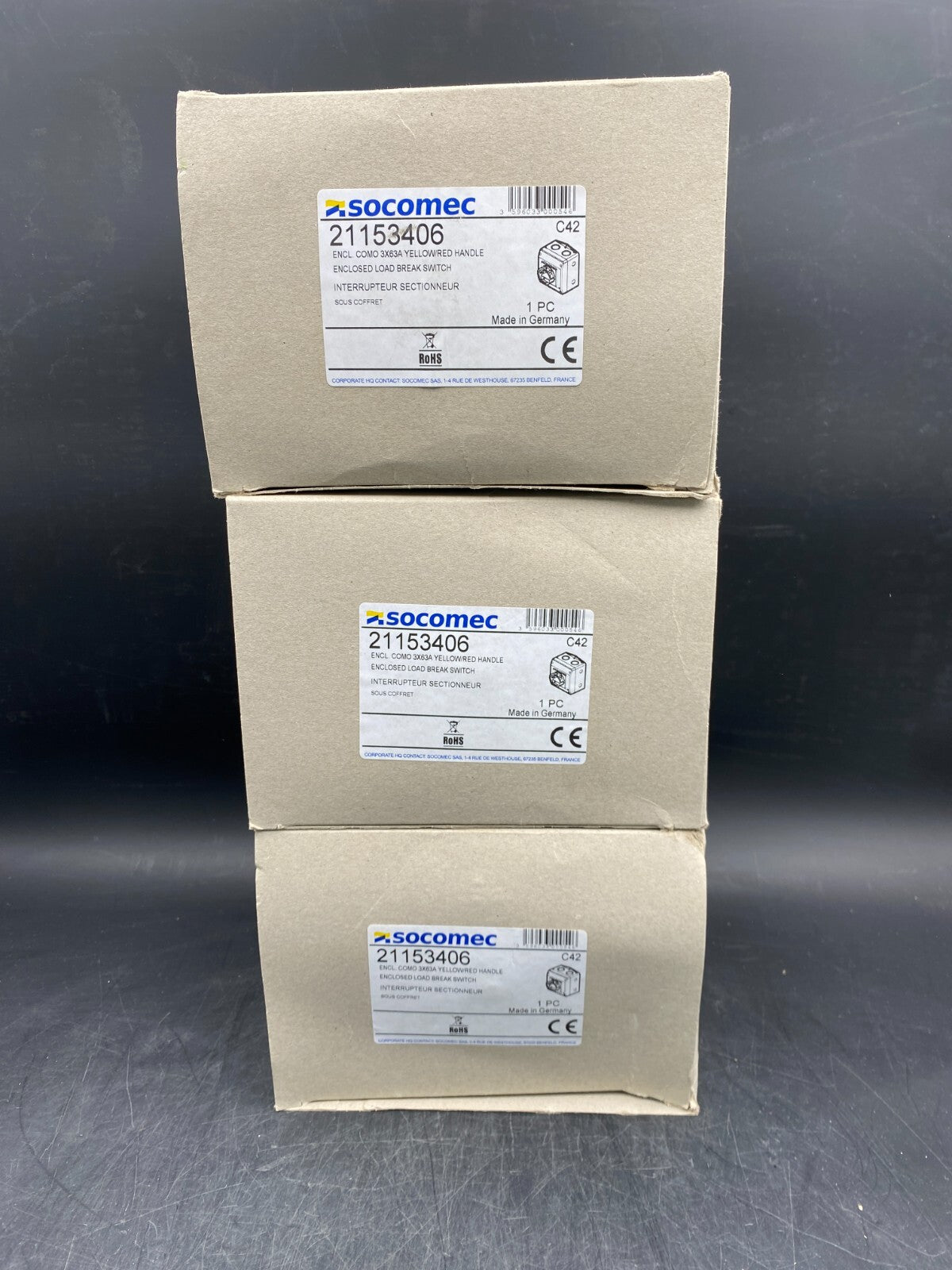 LOT OF 3 SOCOMEC 21153406 ENCLOSED LOAD BREAK SWITCH - KLR Automation