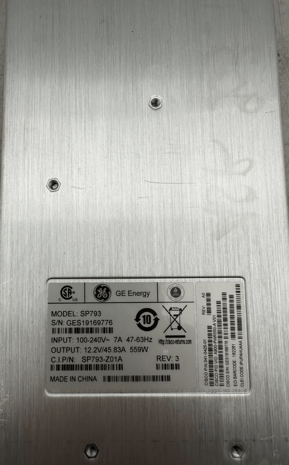 GE GENERAL ELECTRIC A900 - PWR550 - A SP793 SP793 - Z01A REV 3 POWER SUPPLY - KLR Automation