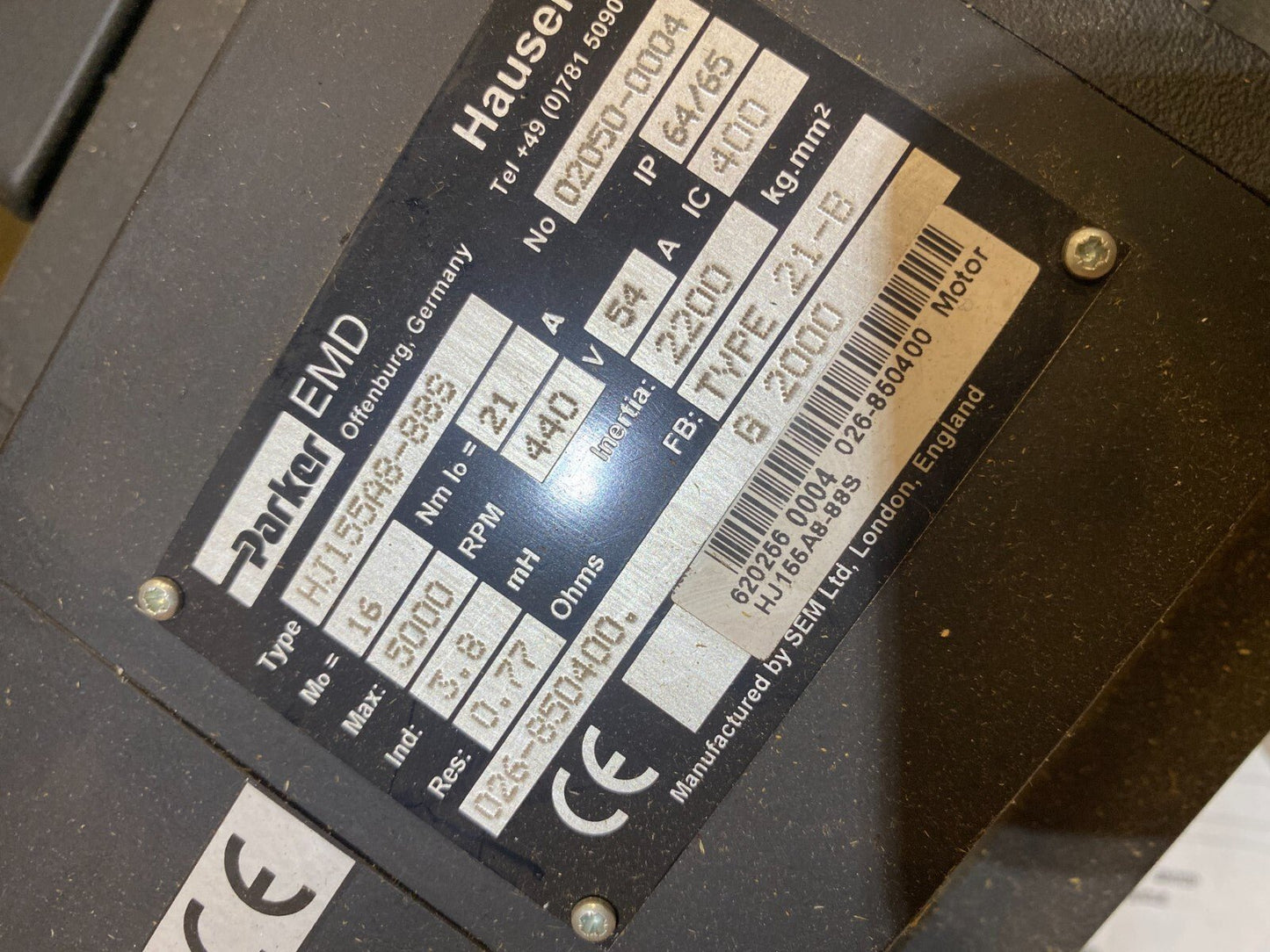 SERVOMOTOR PARKER HAUSER HJ155A8 - 88S Type 21B Stober 1525746 - KLR Automation