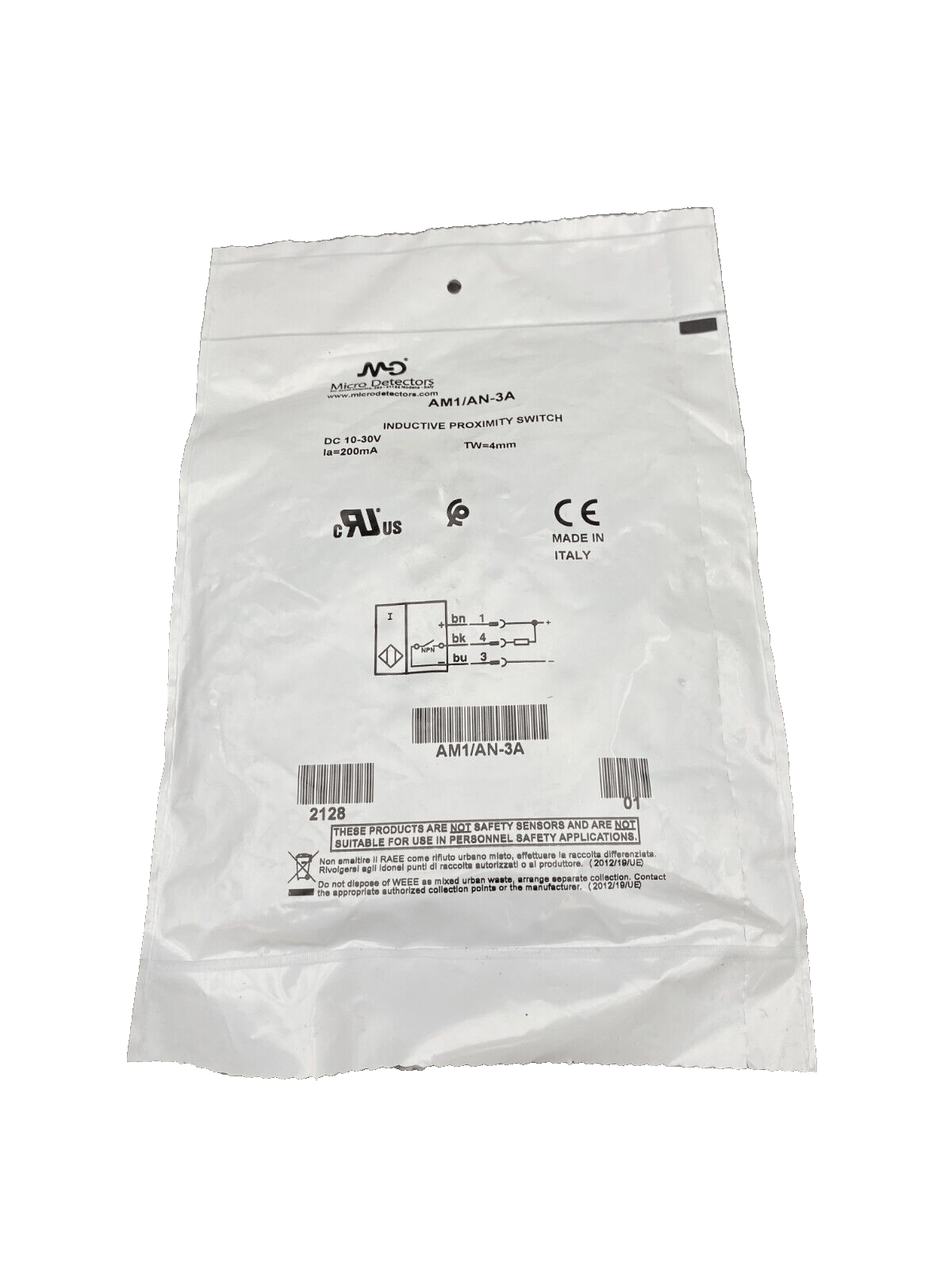 MICRODETECTORS AM1/AN - 3A INDUCTIVE PROXIMITY SWITCH x5pc - KLR Automation