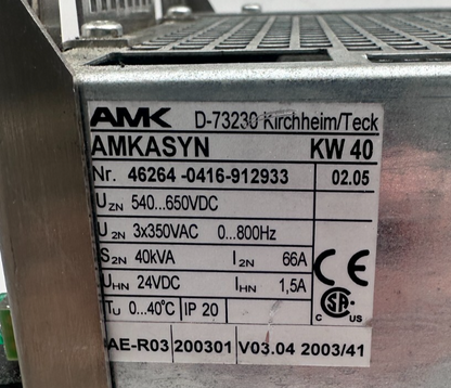 AMK AMKASYN KW 40 AVEC KW-R03 40kVA VERSION 02.05 SERVOMOTEUR