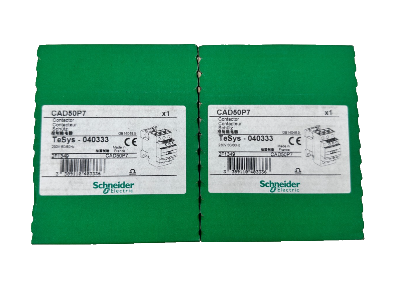 SCHNEIDER ELECTRIC CAD50P7 CONTACTEUR TESYS 040333 230V x2pc