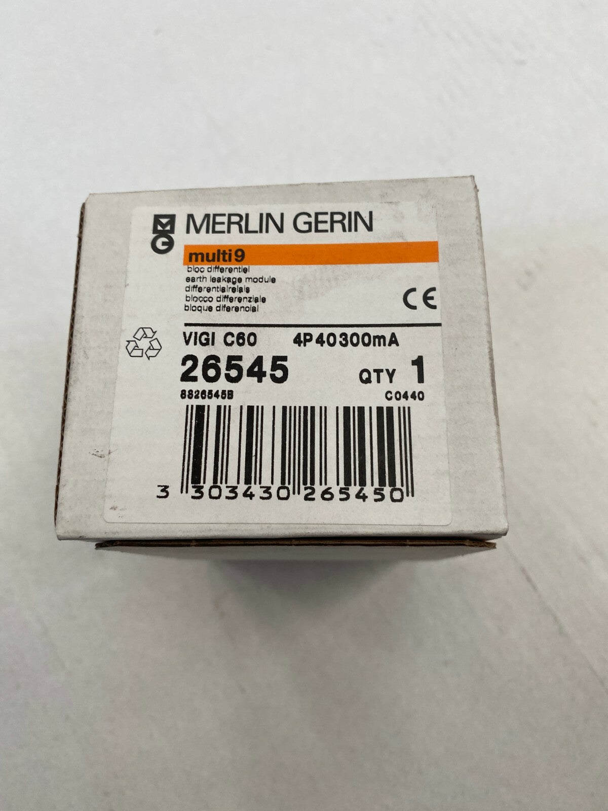 1pc x Merlin Gerin Schneider multi 9 vigi c60 26545 4p 40 300mA - KLR Automation