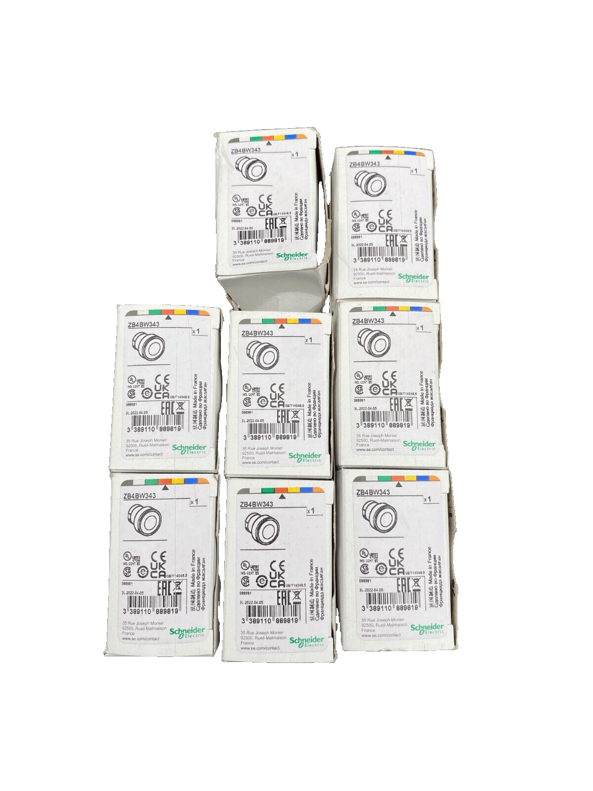 SCHNEIDER ELECTRIC ZB4BW343 BOUTON POUSSOIR ROUGE x8pc - KLR Automation