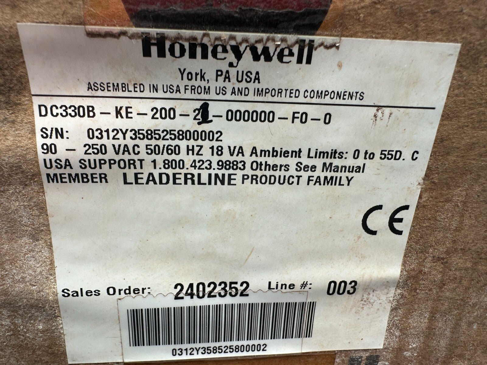 HONEYWELL UDC3300 DC330B - KE - 200 - 21 - 000000 - F0 - 0 REGULATEUR NUMERIQUE UNIVERSEL - KLR Automation