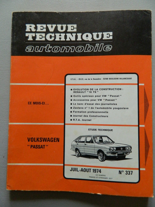 RTA revue technique automobile etat comme neuf N 337 VW Passat - KLR Automation