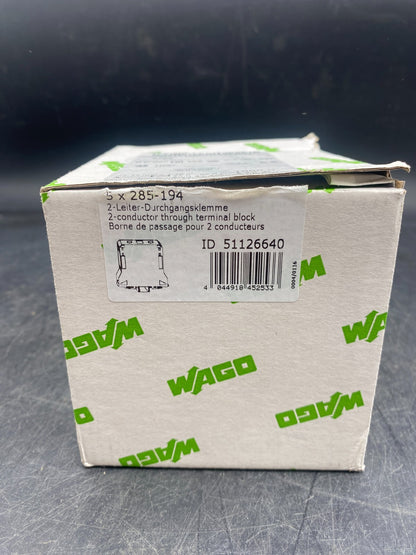 LOT DE 5 WAGO 285-194 30-35 mm 25-95mm² 1000V 232A BORNE DE PASSAGE POUR 2 CONDU