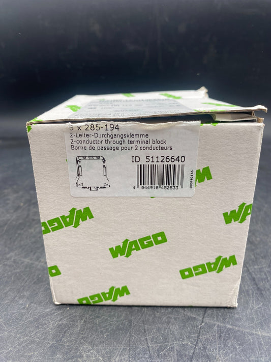 LOT DE 5 WAGO 285-194 30-35 mm 25-95mm² 1000V 232A BORNE DE PASSAGE POUR 2 CONDU