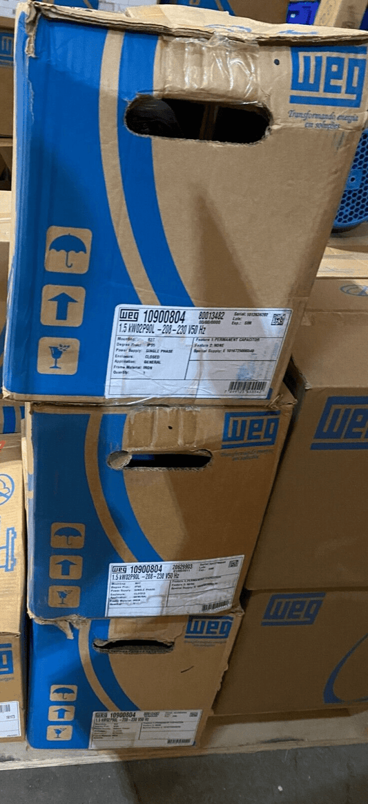 WEG 10900804 80013482 1.5kW 2P 90L 208 - 230V 50Hz B3T MOUNTING SINGLE PHASE x1pc - KLR Automation