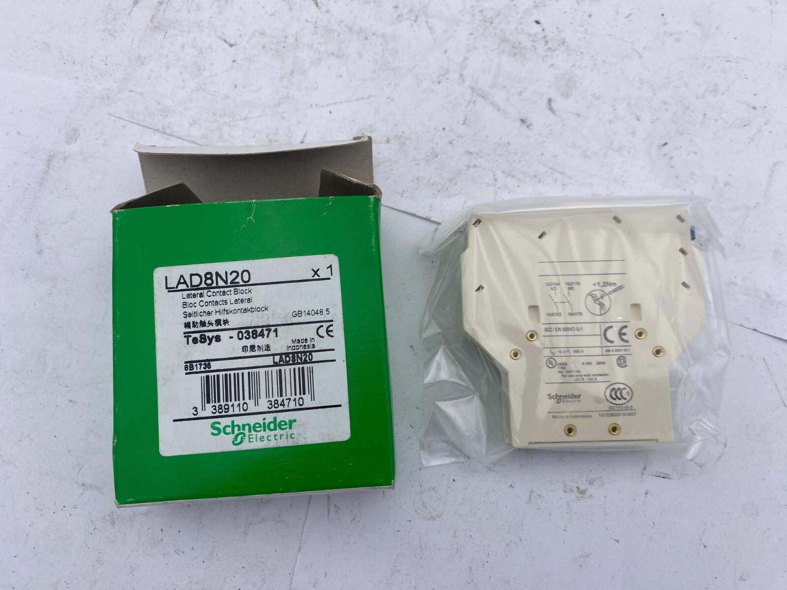 1pc x SCHNEIDER ELECTRIC LAD8N20 TESYS 038471 BLOC CONTACTS LATERAL