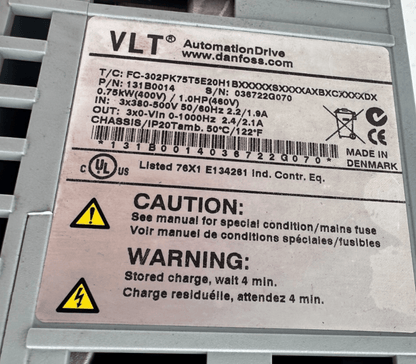 DANFOSS VLT 131B0014 FC - 302PK75T5E20H1BXXXXXSXXXXAXBXCXXXXDX 0.55kW + 130B1107 - KLR Automation