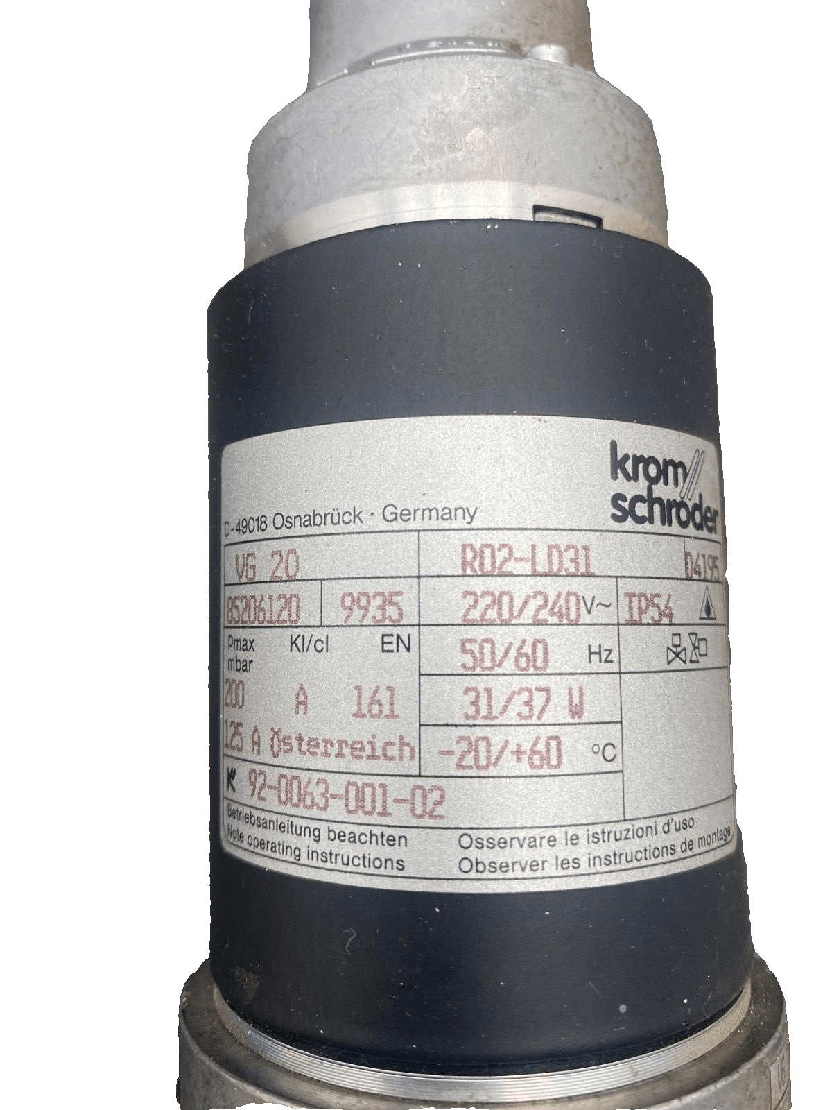 1pc x KROM SCHRODER VG 20 R02 - LD31 04195 85206120 31 - 37W - KLR Automation