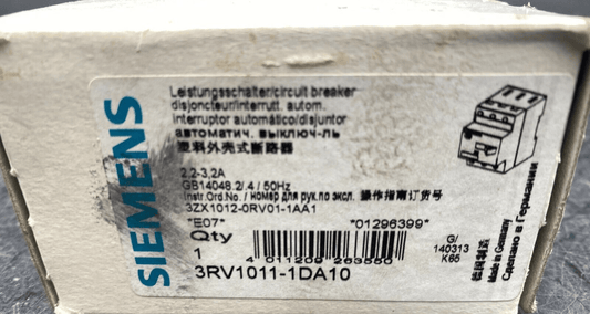 SIEMENS 3RV1011 - 1DA10 DISJONCTEUR AUTOMATIQUE x1pc - KLR Automation