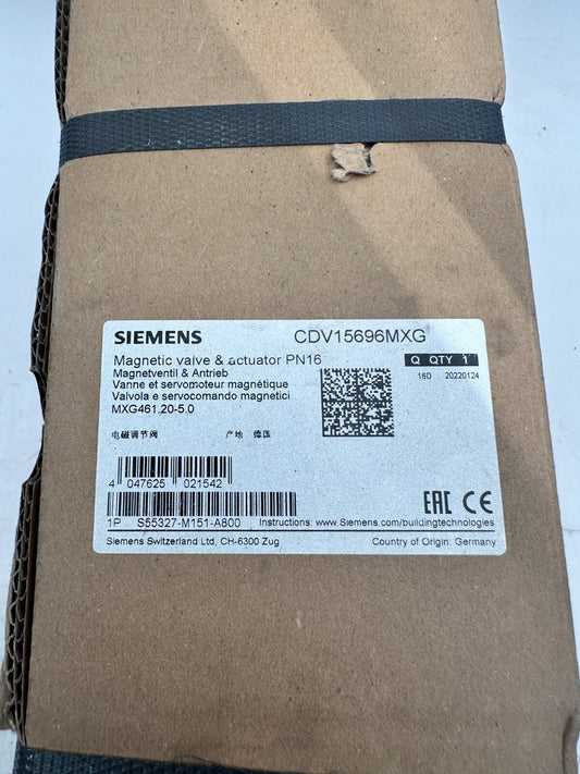 SIEMENS MXG461.20 - 5.0 S55327 - M151 - A800 CDV15696MXG MAGNETIC VALVE ACTUATOR PN16 - KLR Automation