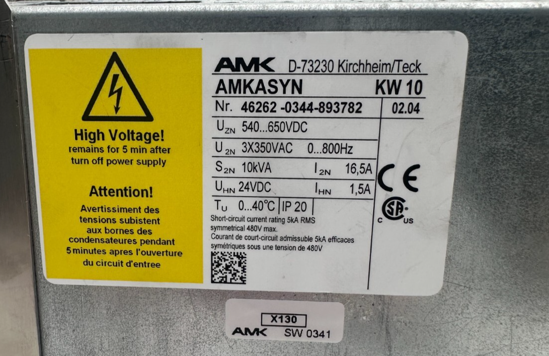 AMK AMKASYN KW 10 10kVA AVEC KW-R03 VERSION 02.04 SERVODRIVE