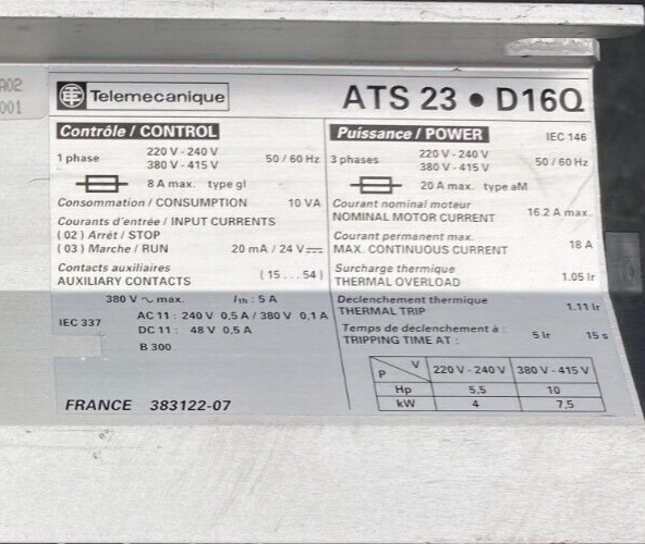 TELEMECANIQUE ALTISTART 3 ATS23D16Q