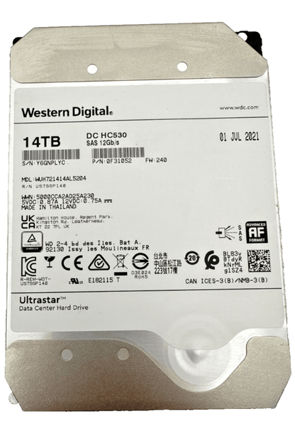 WESTERN DIGITAL DC HC530 WUH721414AL5204 0F31052 ULTRASTAR 14TB SAS 12Gb/s - KLR Automation
