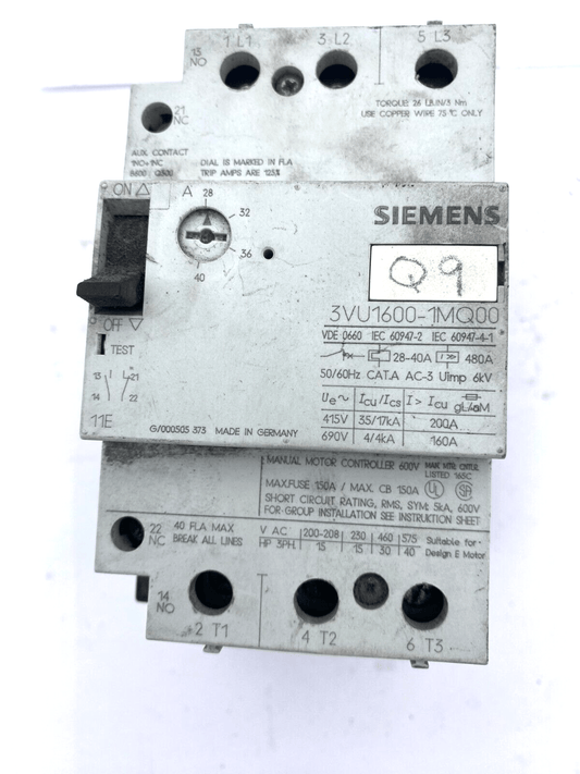 1pc x SIEMENS 3VU1600 - 1MQ00 CIRCUIT BREAKER - KLR Automation