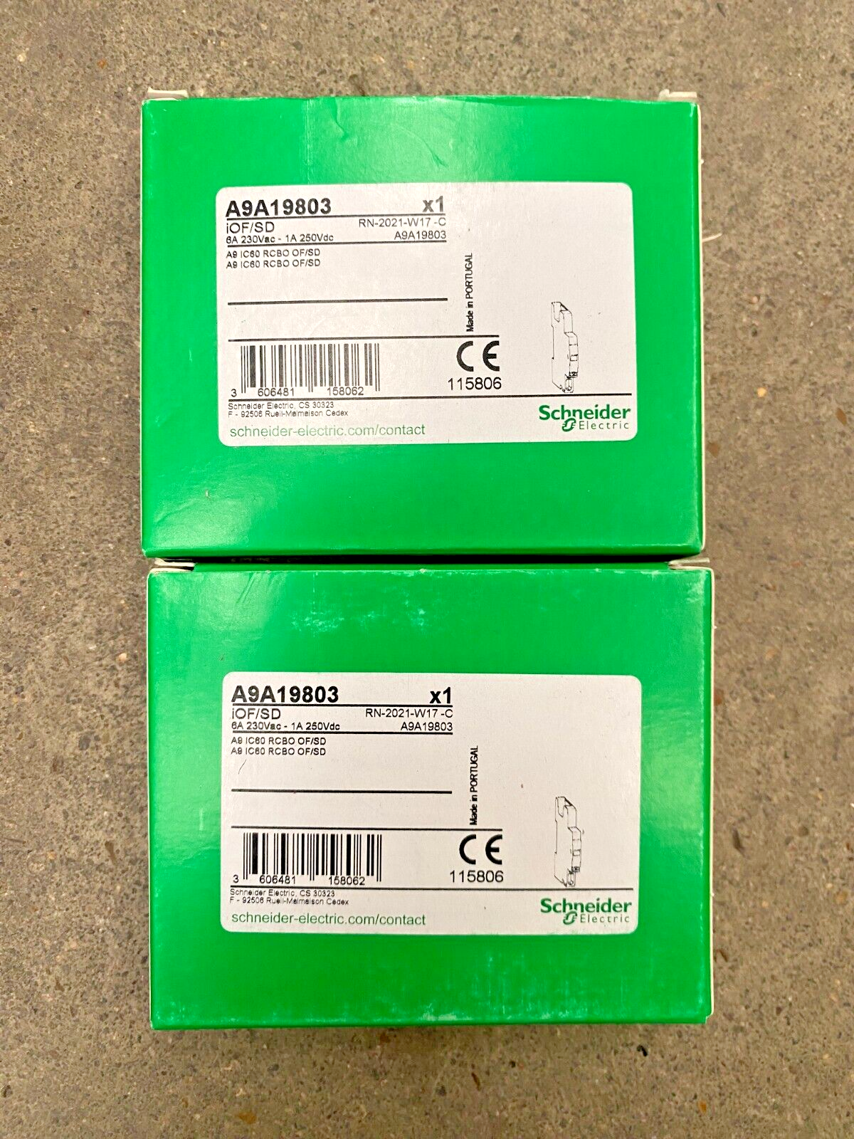 LOT OF 2 NEW SCHNEIDER ELECTRIC A9A19803 IOF/SD A9 IC60 RCBO OF/SD
