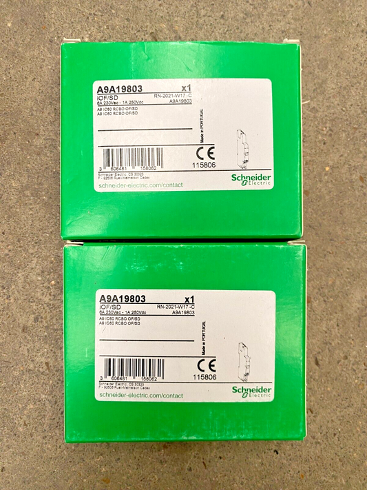 LOT OF 2 NEW SCHNEIDER ELECTRIC A9A19803 IOF/SD A9 IC60 RCBO OF/SD