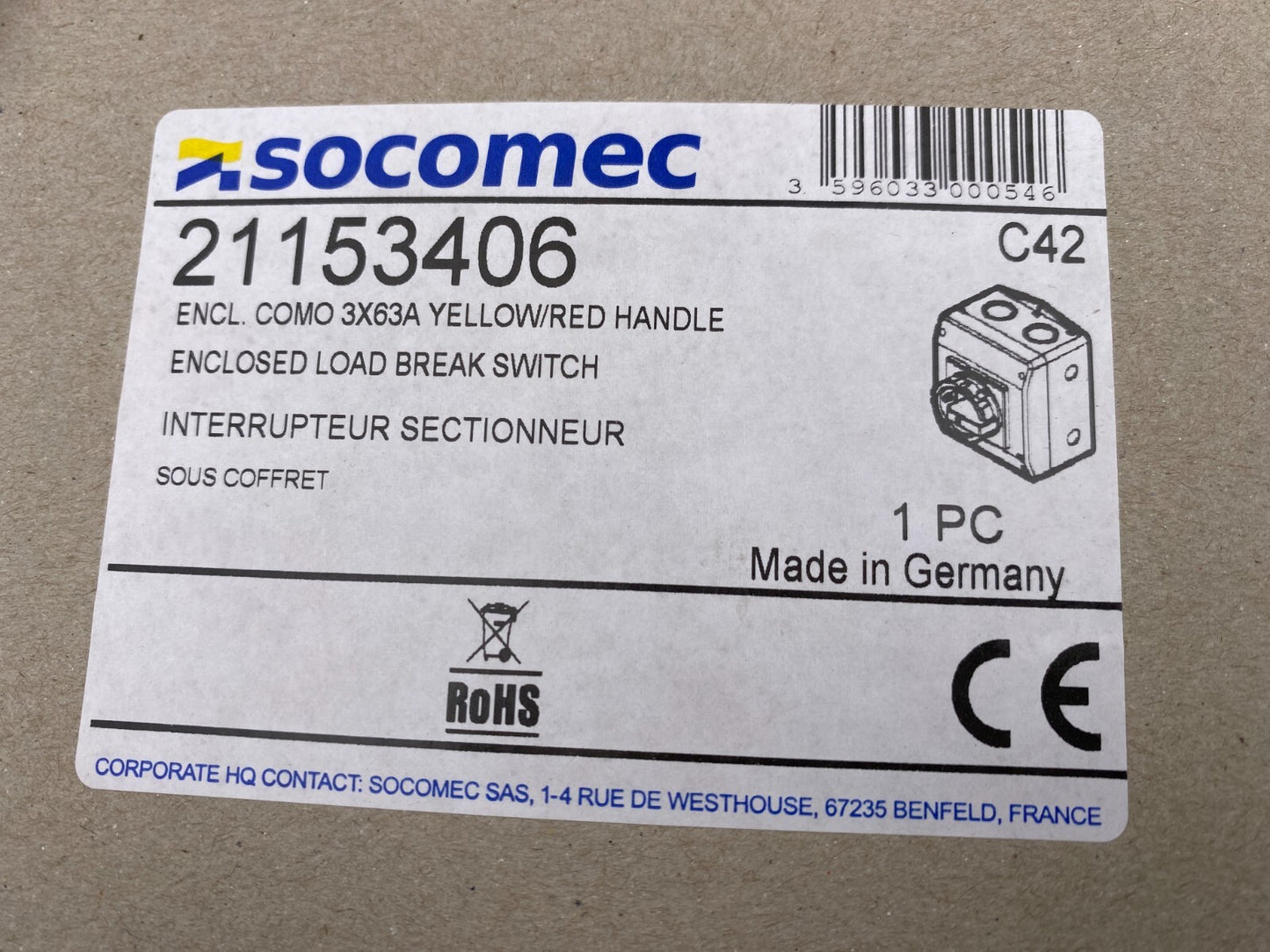 LOT OF 3 SOCOMEC 21153406 ENCLOSED LOAD BREAK SWITCH - KLR Automation