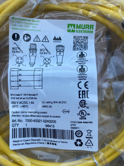 15pc x Cable MURR ELEKTRONIK 7000-40021-0240200 M12
