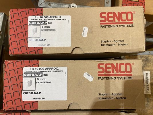 SENCO G05BAAP AGRAFES 8mm CP ELECTROZINGUE CARTON DE 80000pcs x1pc - KLR Automation