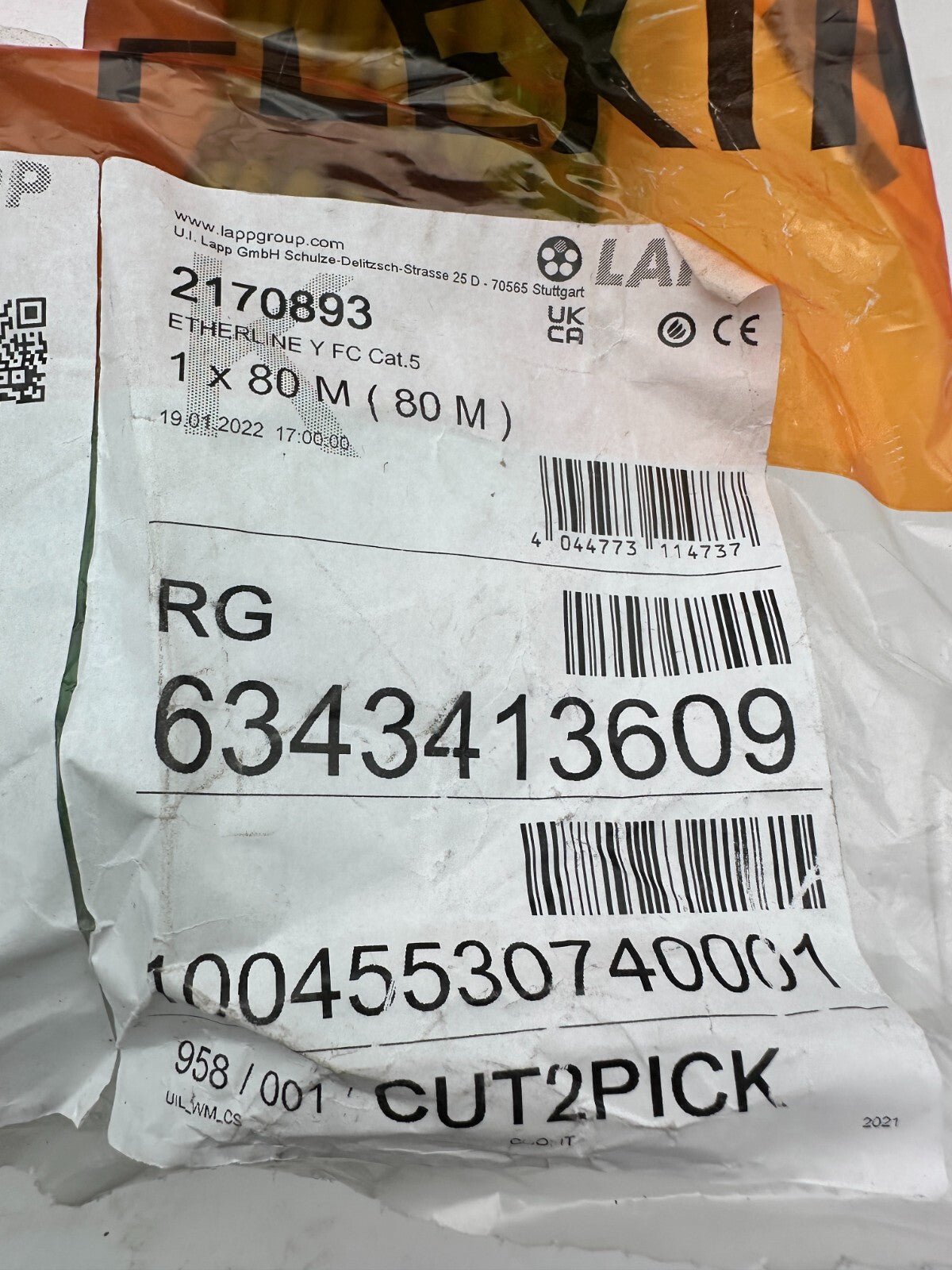 LAPP 2170893 ETHERLINE FC CAT 5 80m - KLR Automation