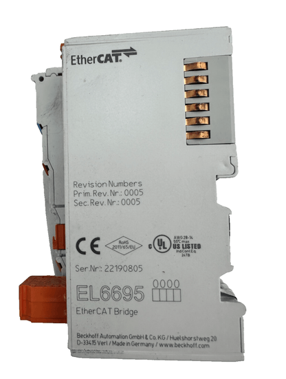 BECKHOFF EL6695 22190805 PONT ETHERCAT + EK1100 16190632 COUPLEUR - KLR Automation