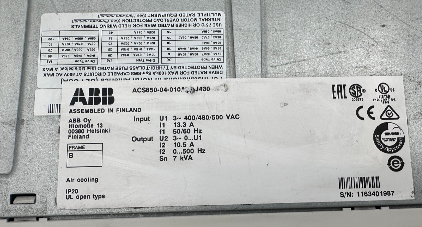 ABB ACS850-04-010A-5+J400 400/480/500 VAC 7 kVA