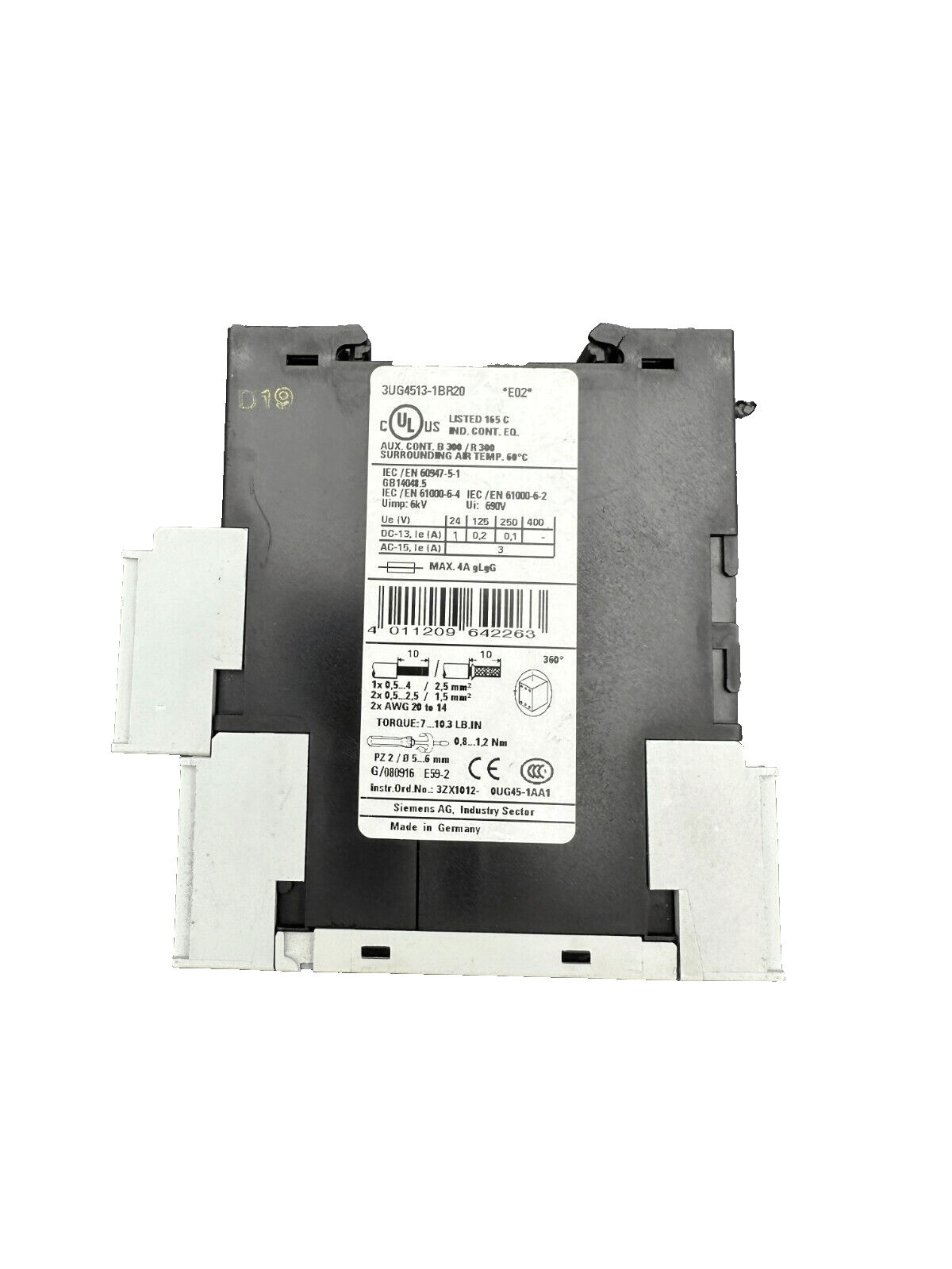SIEMENS 3UG4513 - 1BR20 SIRIUS MONITORING RELAY - KLR Automation