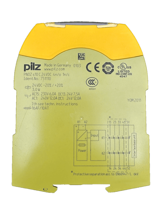 PILZ 751110 PNOZ S10 C24VDC 4N/O 1N/C SAFETY RELAY - KLR Automation