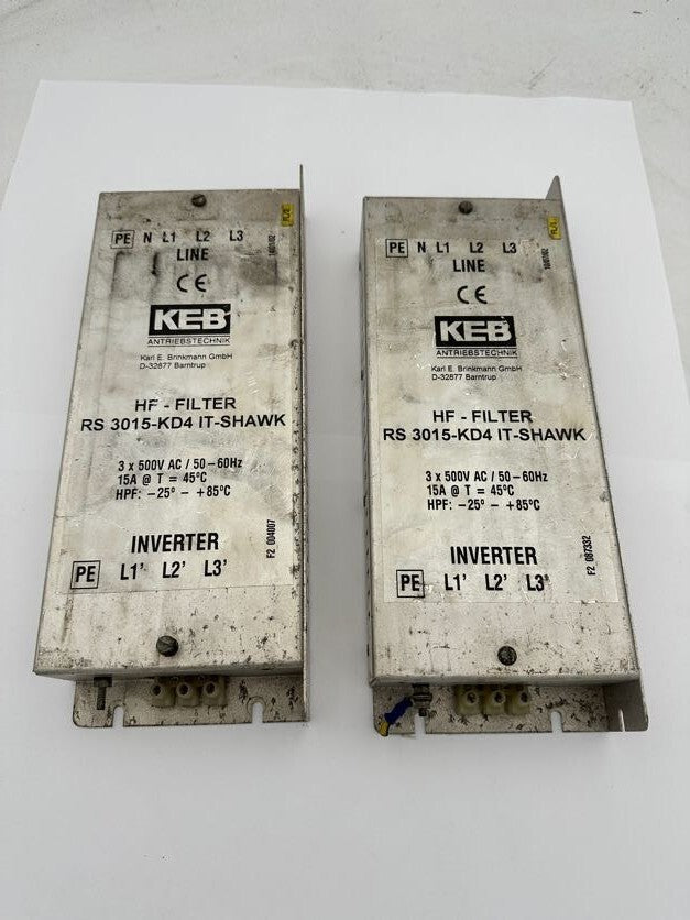 1pc x KEB HF - FILTER INVERTER RS 3015 - KD4 IT - SHAWK 3x500V AC/50 - 60Hz - KLR Automation