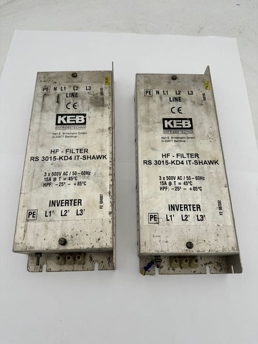 1pc x KEB HF - FILTER INVERTER RS 3015 - KD4 IT - SHAWK 3x500V AC/50 - 60Hz - KLR Automation
