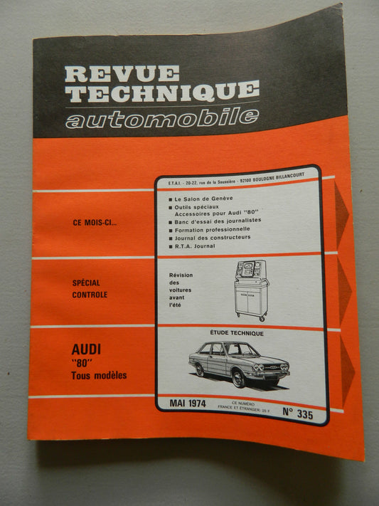 RTA  revue technique automobile etat comme neuf   n 335   Audi 80 tous modèles