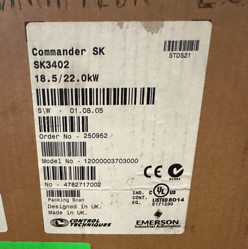 LEROY SOMER EMERSON CONTROL TECHNIQUES DIGIDRIVE SK SK3402 250952 18.5/22 kW - KLR Automation