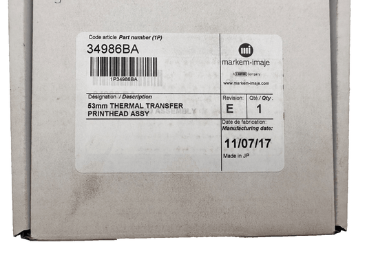 MARKEM - IMAJE 34986BA 53mm THERMAL TRANSFER PRINTHEAD ASSY x1pc - KLR Automation