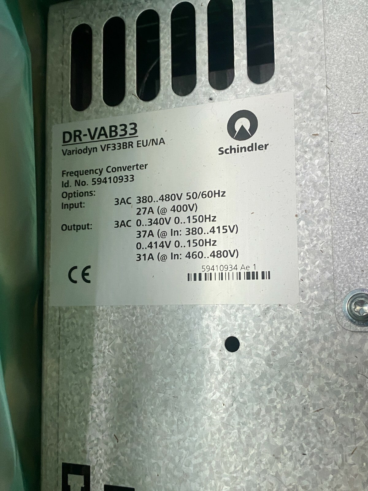 VARIATEUR SCHINDLER VARIODYN VF33BR 59410933 DR-VAB33