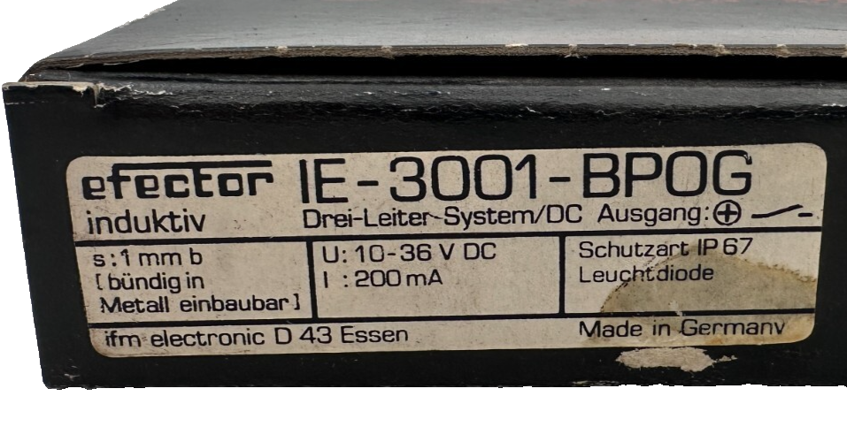 IFM ELECTRONIC EFECTOR IE-3001-BPOG  CAPTEUR DE PROXIMITE 10-36 VDC 200mm x1