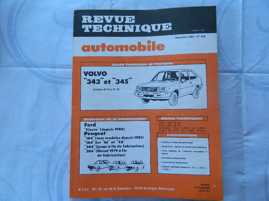 RTA revue technique automobile etat comme neuf VOLVO 343-345     n  416