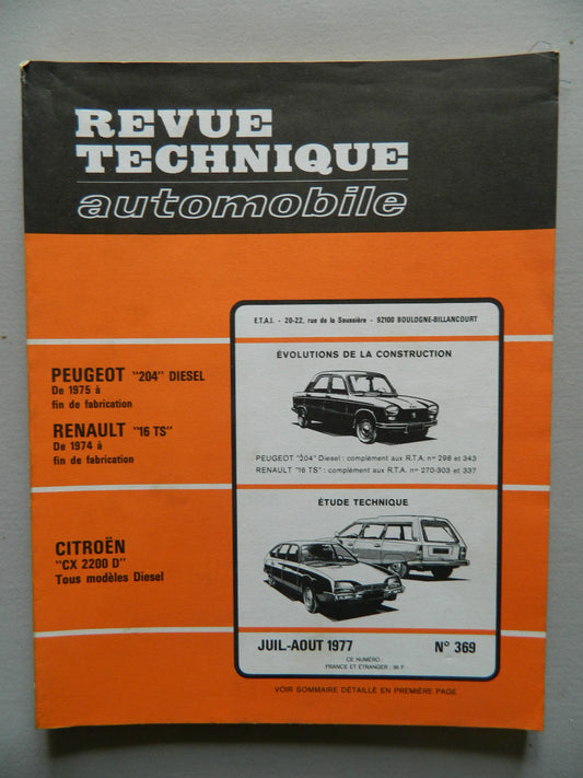 RTA revue technique automobile comme neuf  n369 Citroen CX 2200 D 