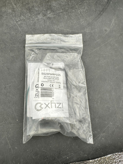 SS25PMRP225 BP PMR ACIER D25 BLEUVERT/BUZZER 12/24V DC CONTACT NO+NC TEMPO