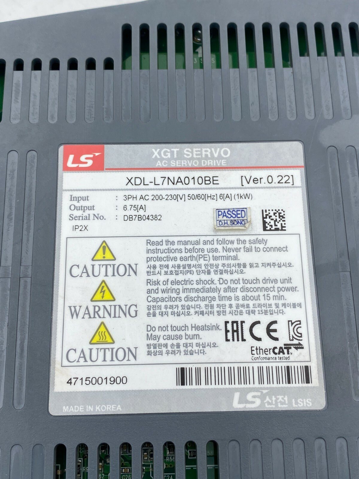 LS AC SERVO DRIVE XGT. XDL - L7NA010BE - KLR Automation