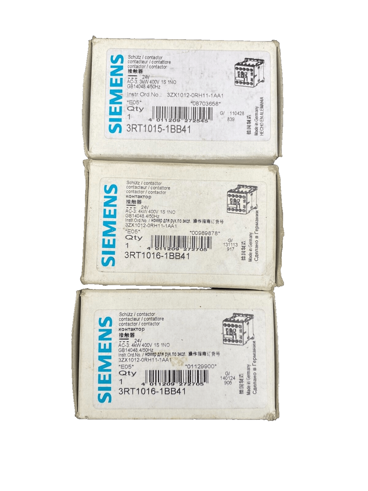 SIEMENS 3RT1016 - 1BB41 CONTACTEUR x3pc - KLR Automation