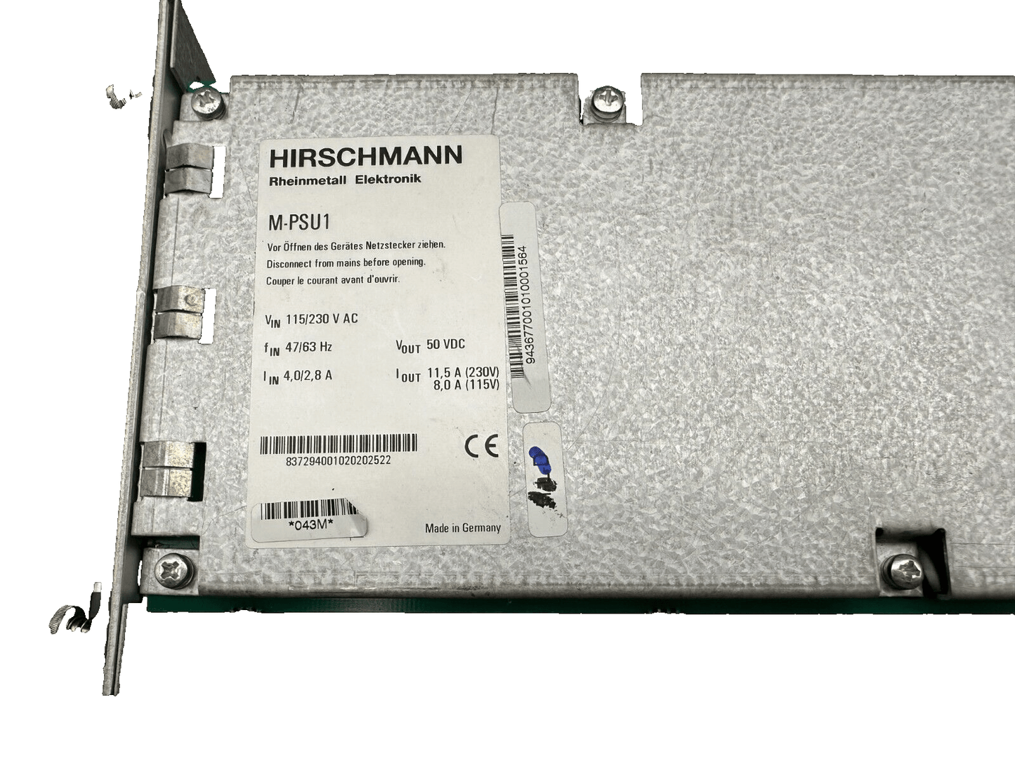 HIRSCHMANN M - PSU1 115/230 VAC 47/63Hz 4/2.8 A power supply - KLR Automation