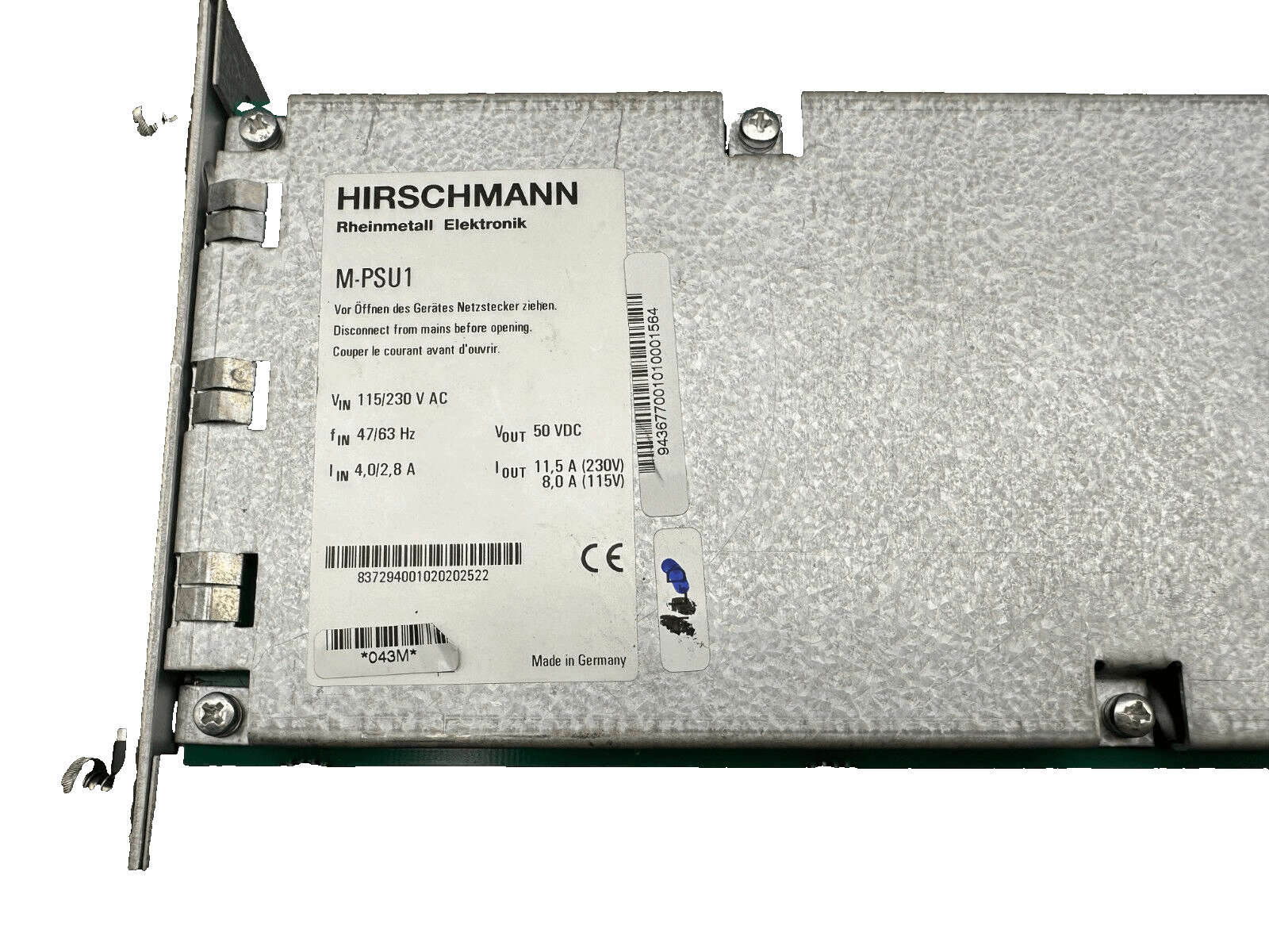 HIRSCHMANN M - PSU1 115/230 VAC 47/63Hz 4/2.8 A power supply - KLR Automation