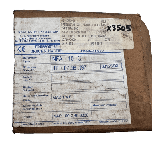 GEORGIN NFA 10 C PRESSOSTAT GAZ 1/4F NAP 100 CB0 0000 3000mbar - KLR Automation