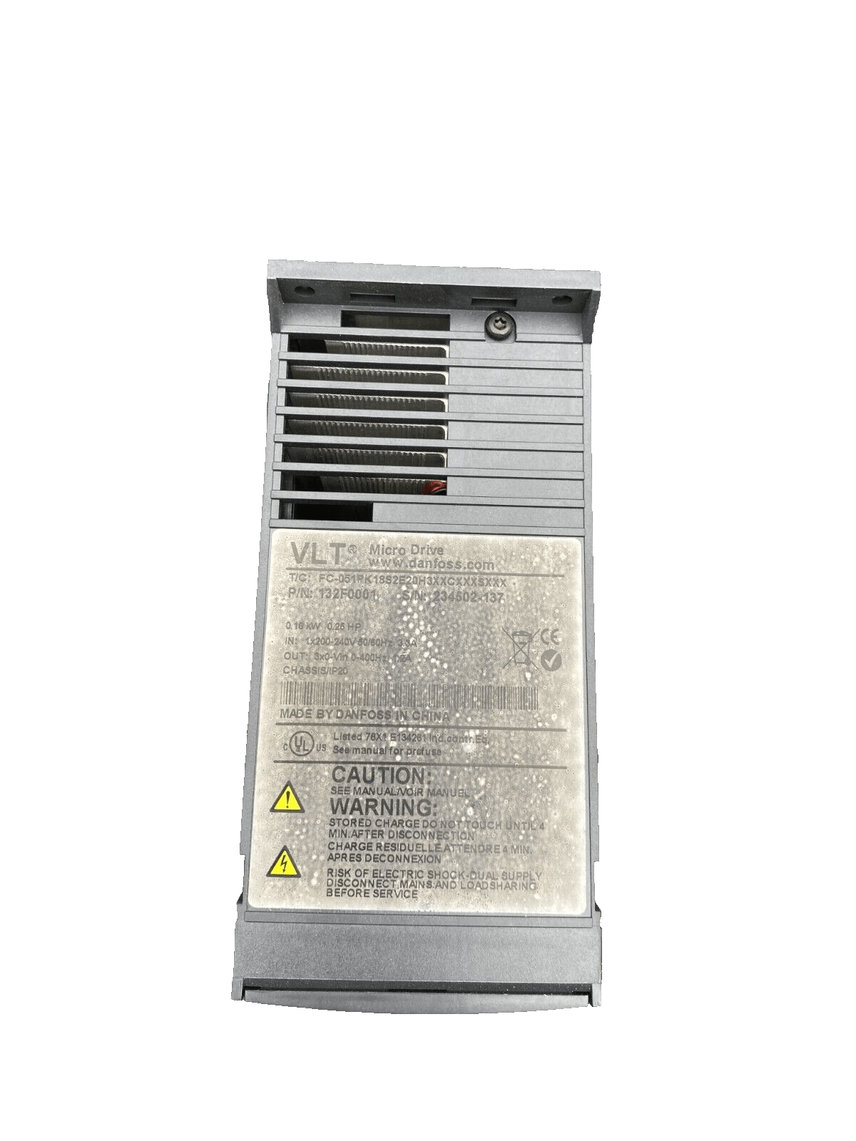 DANFOSS 132F0001 VLT MICRO DRIVE FC - 051PK18S20H3XXCXXXSXXX 0.18kW 0.25HP - KLR Automation