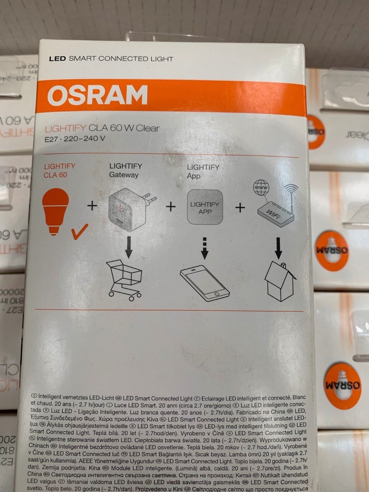 Osram LIGHTIFY CLA  60 W Clear Warm White E27 810 lm 220V App Store / Google