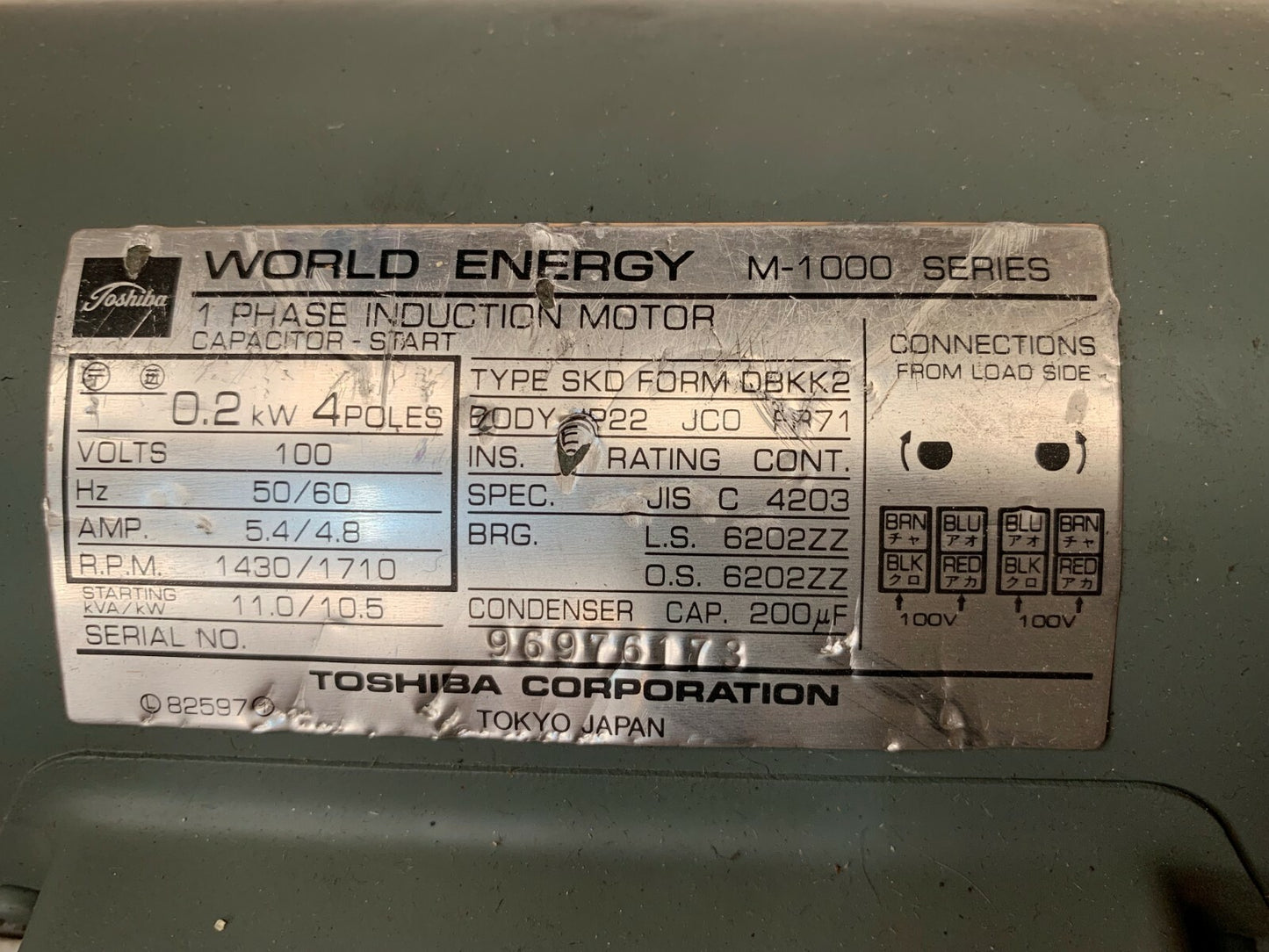 NEW OLD STOCK Toshiba, Kitashiba Electric SKD - DBKK2 Motor - KLR Automation